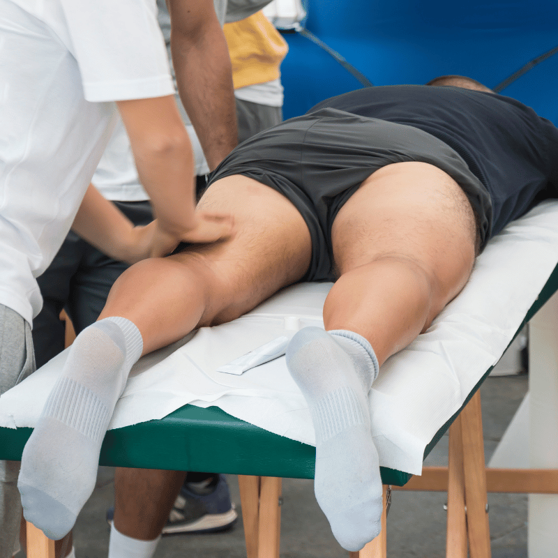 A man receiving a massage at an event