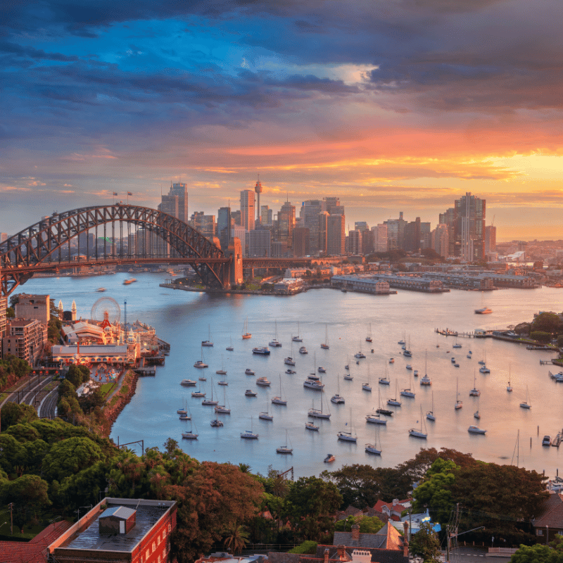 Sydney harbour at sunset